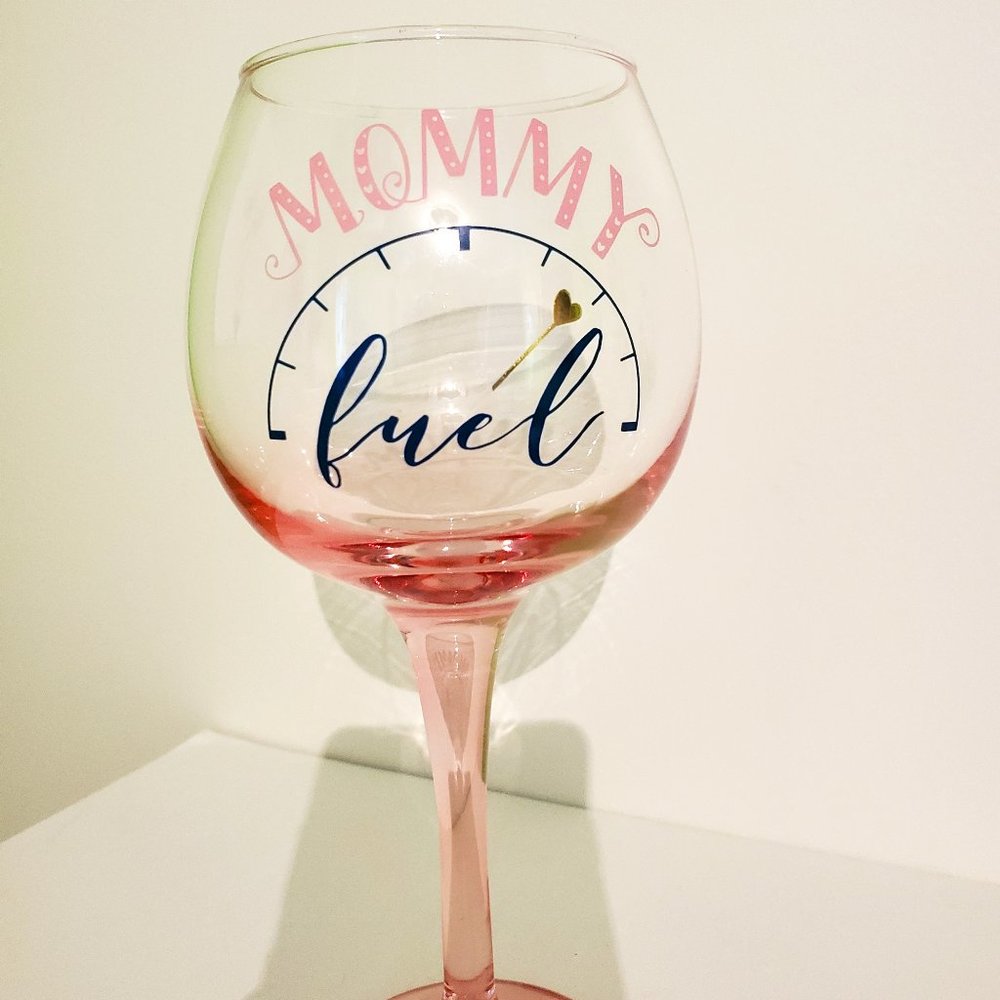 Wine Glass, Pink, Large, "Mommy Fuel", Perfect Gift for Mom!